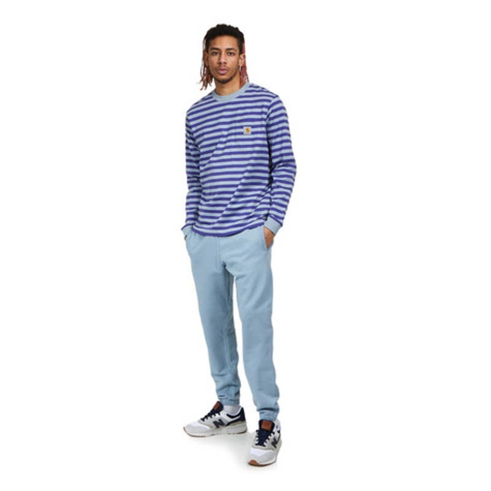 Carhartt L/S Scotty Pocket T-Shirt Scotty Stripe Razzmic Frosted Blue Large
